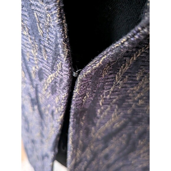 Coldwater Creek Blazer Women's L 14-16 Navy Jacquard Jacket Metallic Retro Glam - Picture 6 of 15